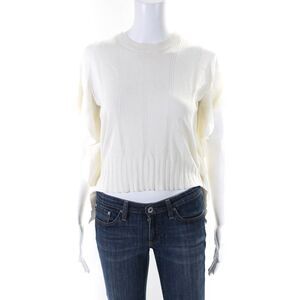Kenzo Paris Womens Cotton Blend Round Neck Short Sleeve Knit Top White Size XS